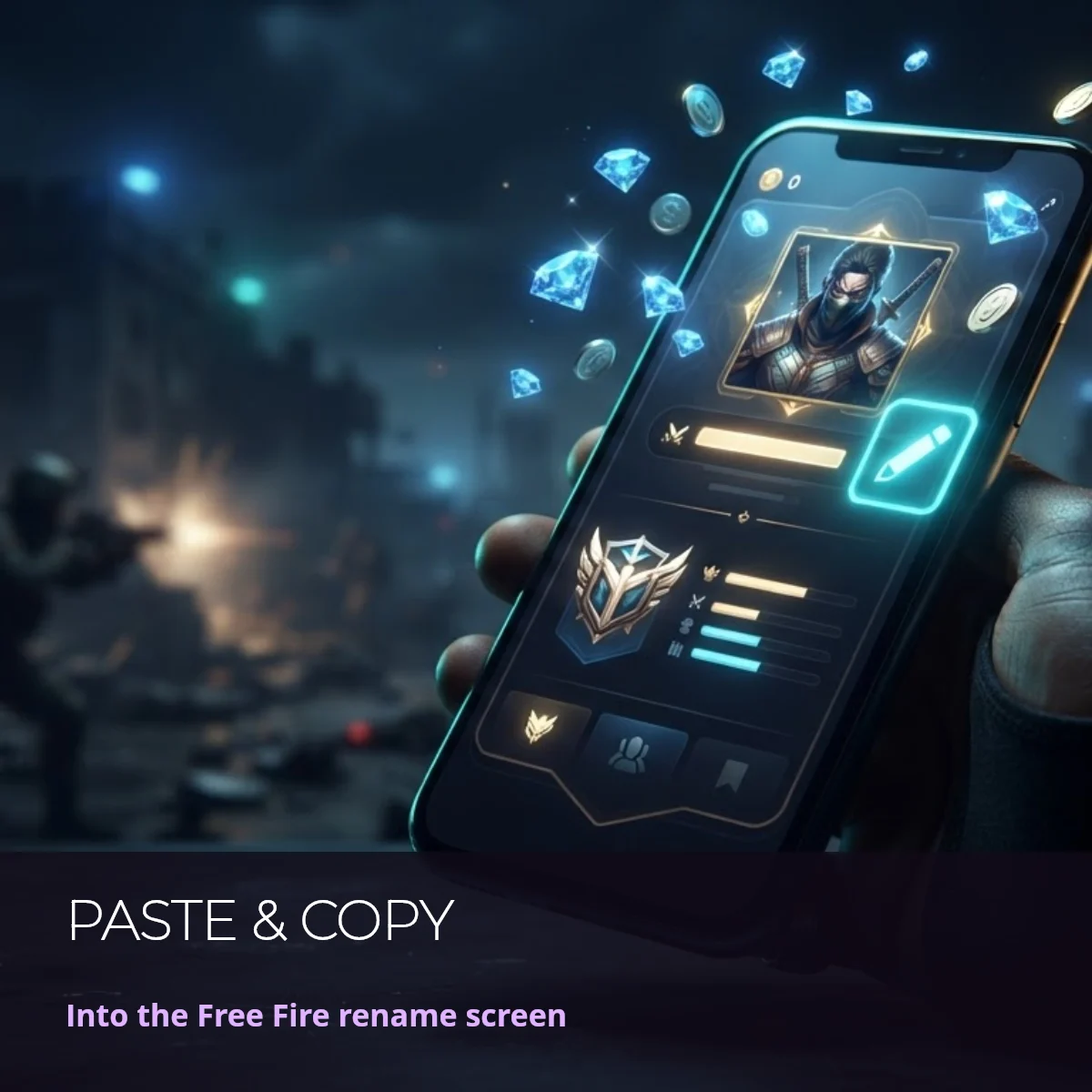 How to paste a Fahim stylish name into the Free Fire rename screen