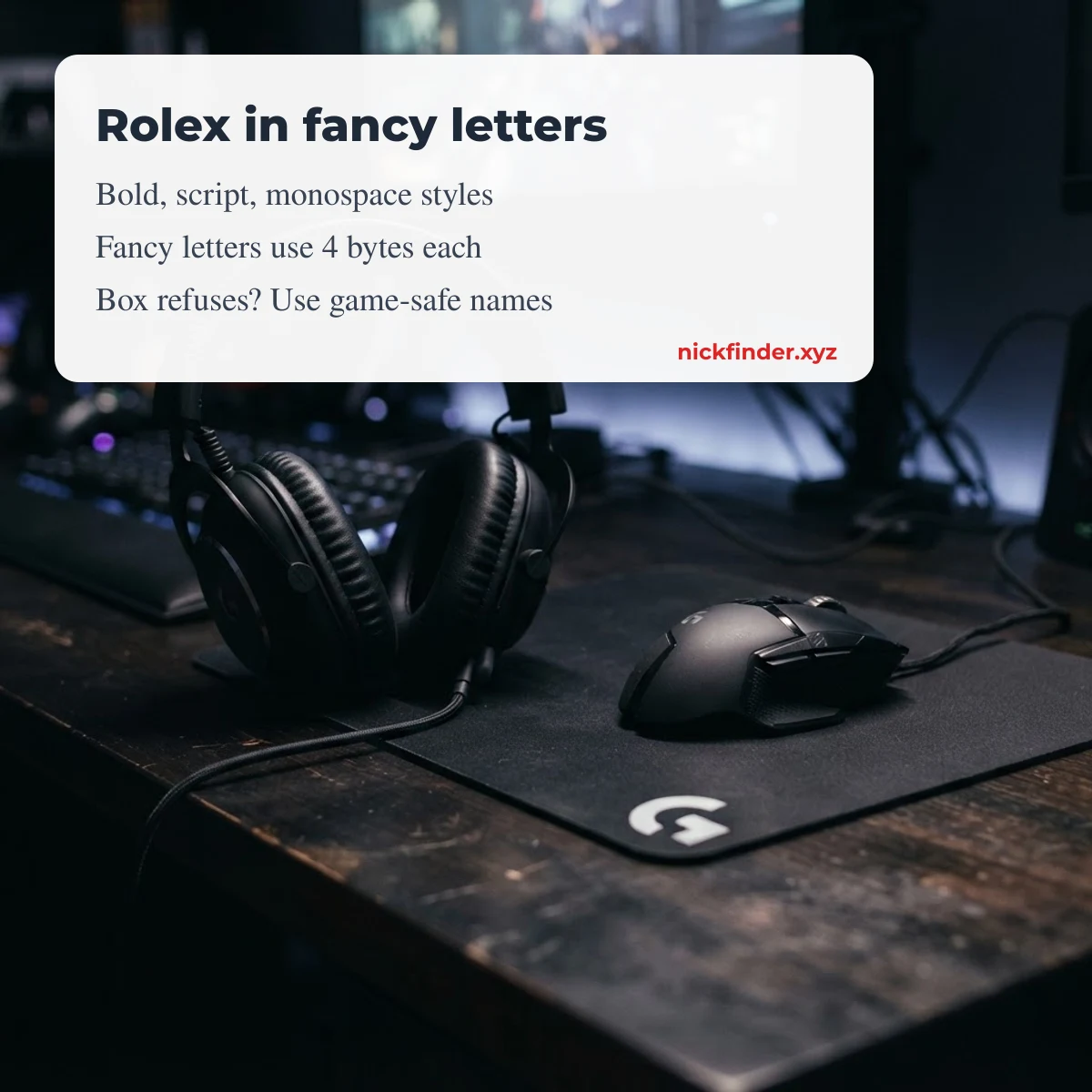 Rolex name in fancy letters for Free Fire